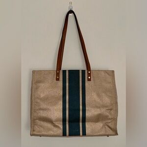 Elegant Beige & Green 12 in x 17 in Laptop Bag